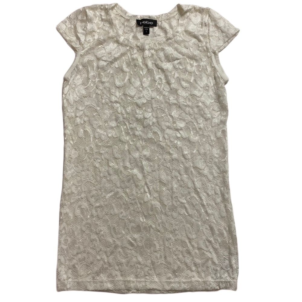 Bebe Lace Cap Sleeve Tee Size: Small